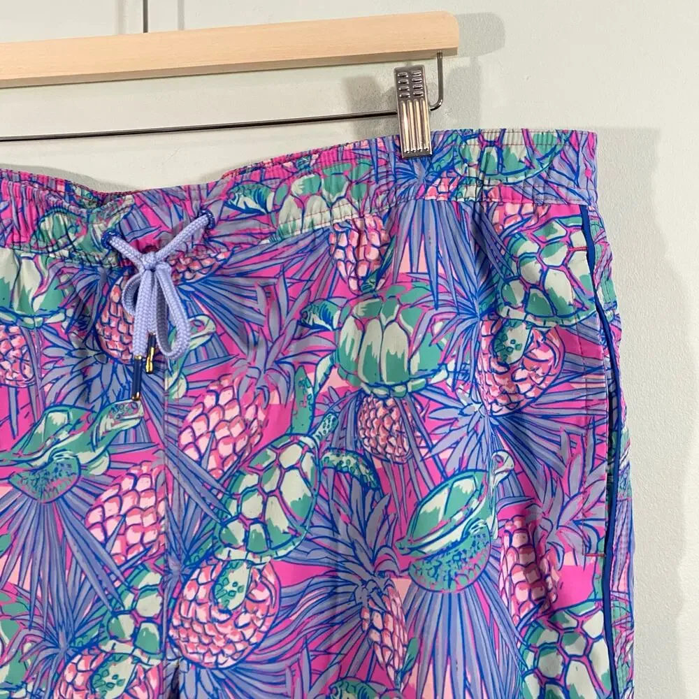 Vineyard Vines Men Pineapples & Sea Turtles Print Drawstring Swim Trunks Size XL